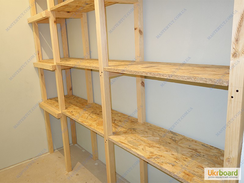 Фото 2. Изготовлю на заказ недорого деревянную полку-стеллаж в кладовую или гараж