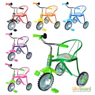 Велосипед гном LH-701-2 3 колеса, хром, 6 цветов красн, желт, зел, темн-син, голуб, роз, клаксон