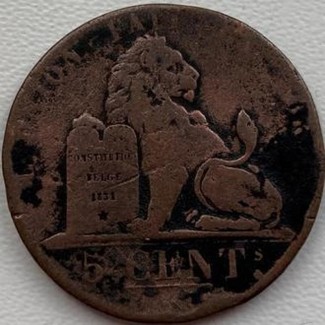 Бельгия 5 сантимов 1837 год п144
