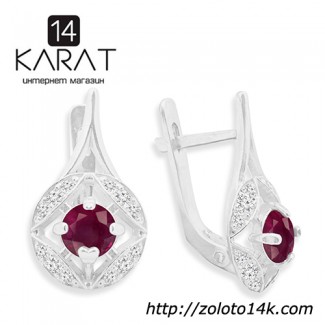НОВЫЕ серебряные серьги с натуральными рубинами 1, 00 карат (Код: с1025)