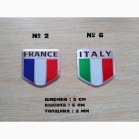 Наклейка на авто Франция, Флаг Италия алюминиевые
