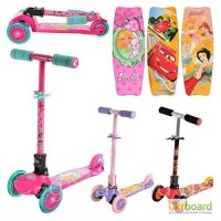 Самокат детский трехколесный Profi Trike: Барби,тачки,принцессы Диснея