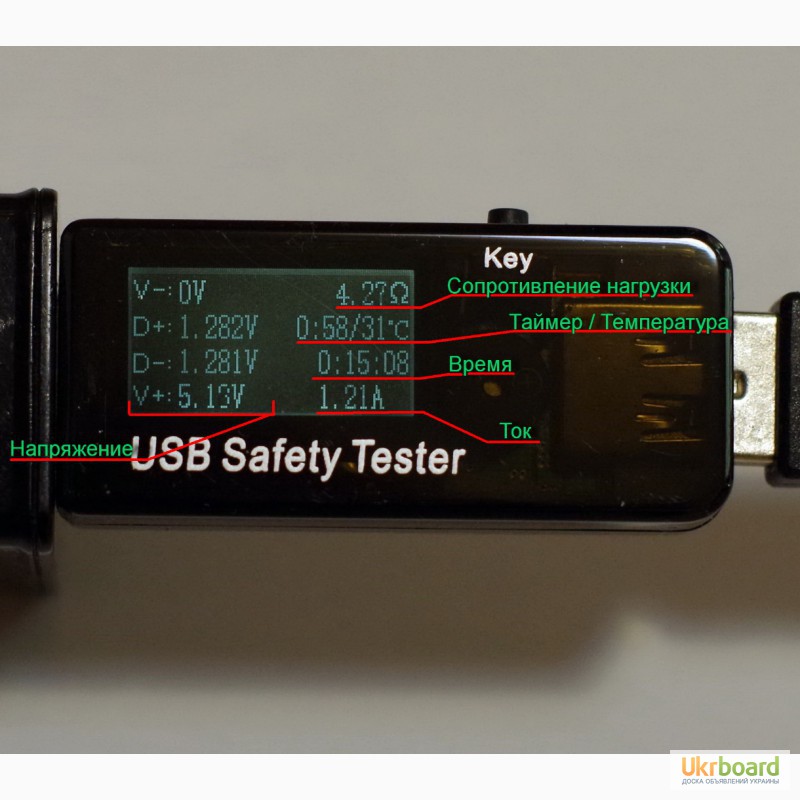 Фото 3. USB тестер измеритель емкости, энергии, амперметр, вольтметр, ваттметр
