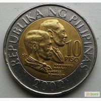 Филиппины 10 песо 2002 год