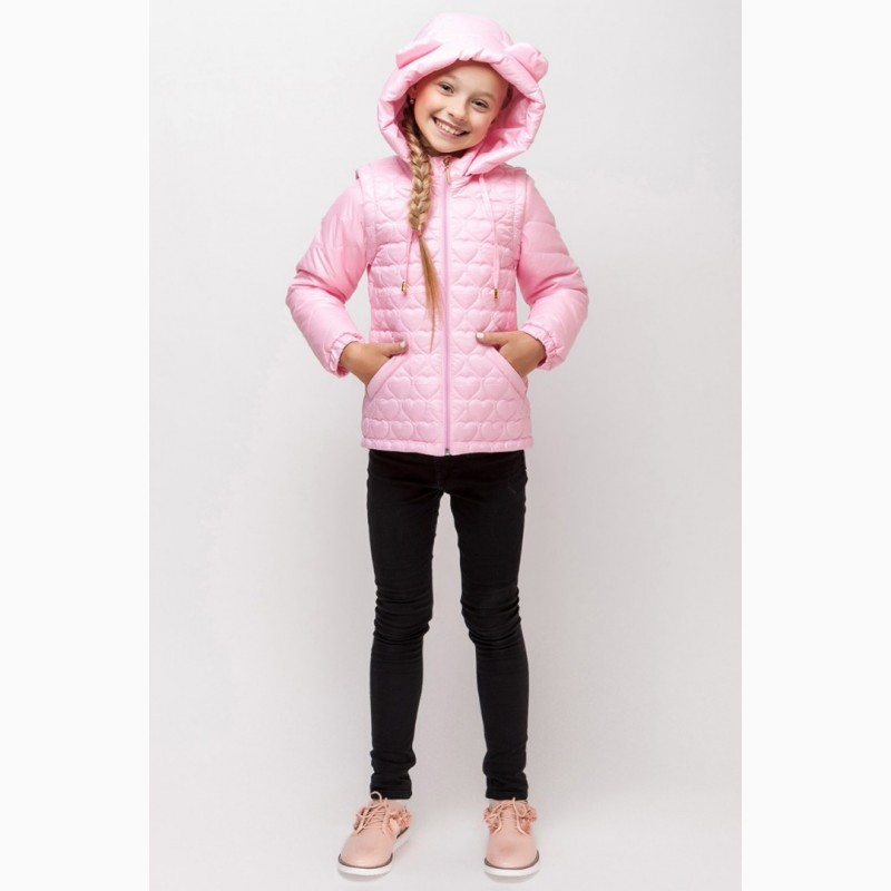 Детская куртка на девочку Love два в одном куртка-жилет 110-140 р разные цвета