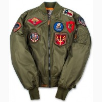 Льотна куртка Top Gun MA-1 Nylon Bomber Jacket with Patches (оливкова)