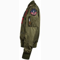 Льотна куртка Top Gun MA-1 Nylon Bomber Jacket with Patches (оливкова)
