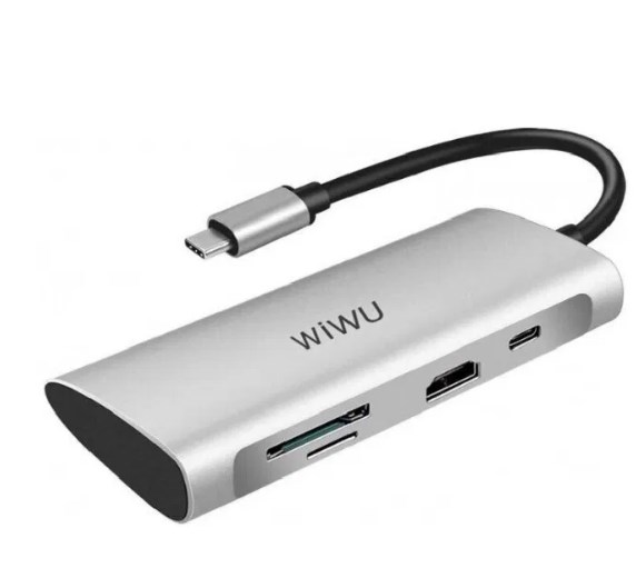Фото 2. USB-C-хаб WIWU Alpha 7 in 1 Переходник adapter HUB Type-C 7 in 1 Wiwu Apollo HDMI Адаптер