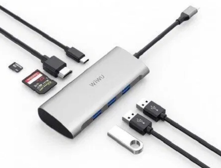 Фото 3. USB-C-хаб WIWU Alpha 7 in 1 Переходник adapter HUB Type-C 7 in 1 Wiwu Apollo HDMI Адаптер
