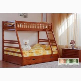 Сімейне двоповерхове ліжко - трансформер з натуральної деревини - ЮЛІЯ