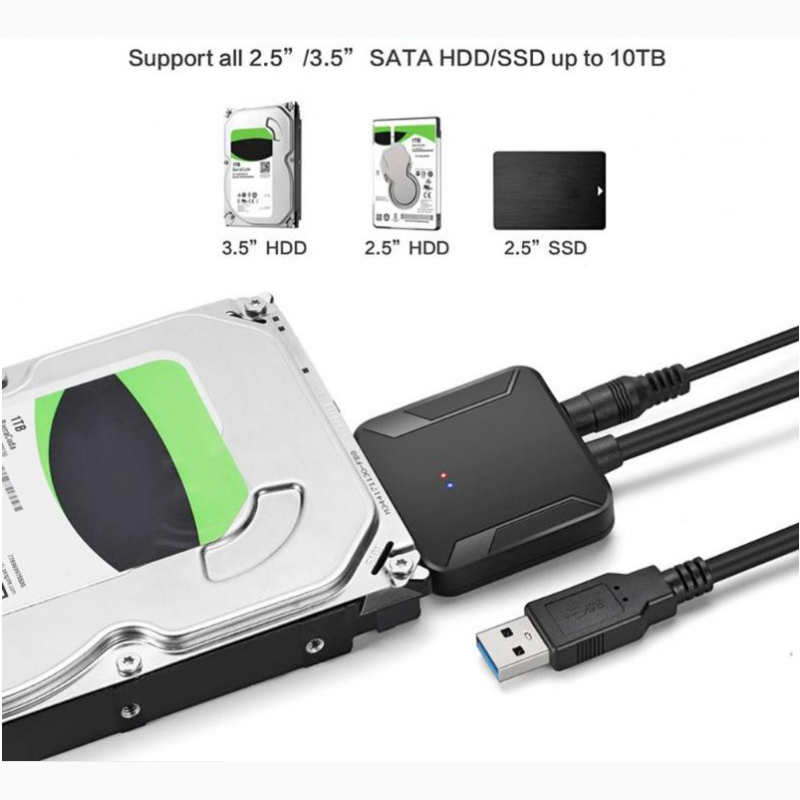 Фото 3. Переходник USB 3, 0 Sata 2, 5/3, 5 HDD/SDD дюйма с блоком питания