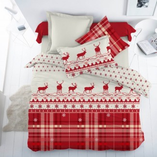 Новогоднее постельное белье Majoli Santa v2 Red 200×220