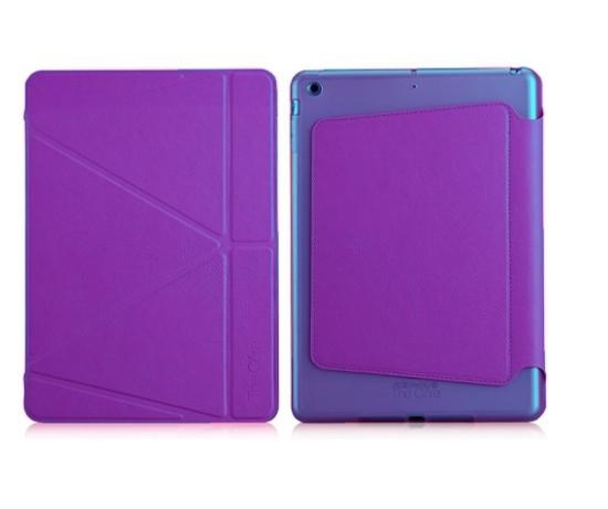 Фото 2. Треугольный Фиолетовый Чехол Logfer Smart Origami Leather Embossing для IPad