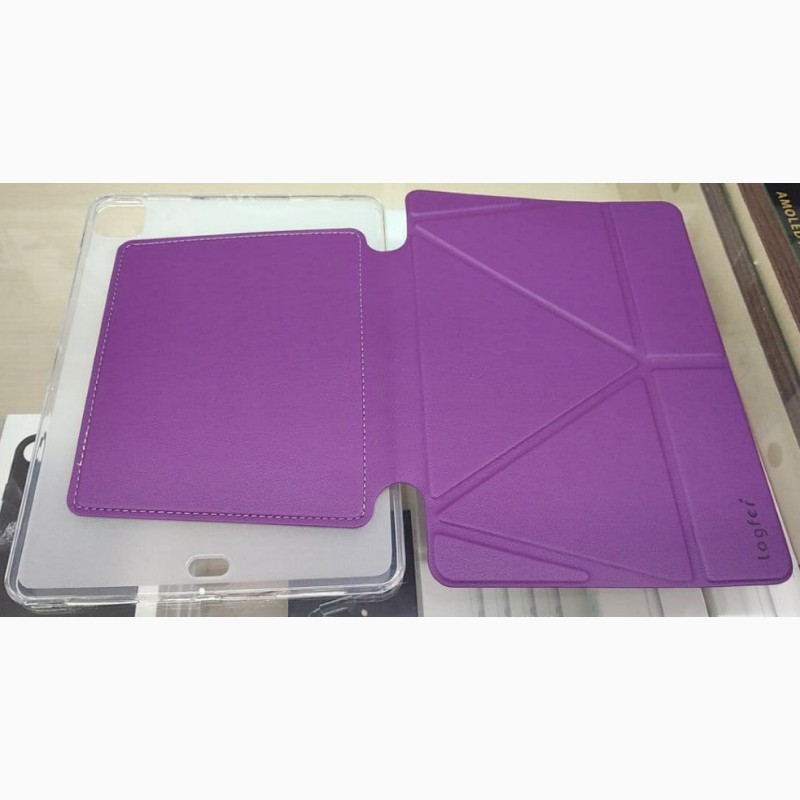 Фото 11. Треугольный Фиолетовый Чехол Logfer Smart Origami Leather Embossing для IPad