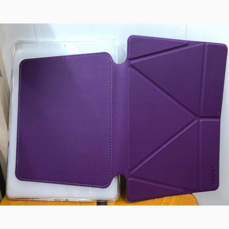 Фото 12. Треугольный Фиолетовый Чехол Logfer Smart Origami Leather Embossing для IPad
