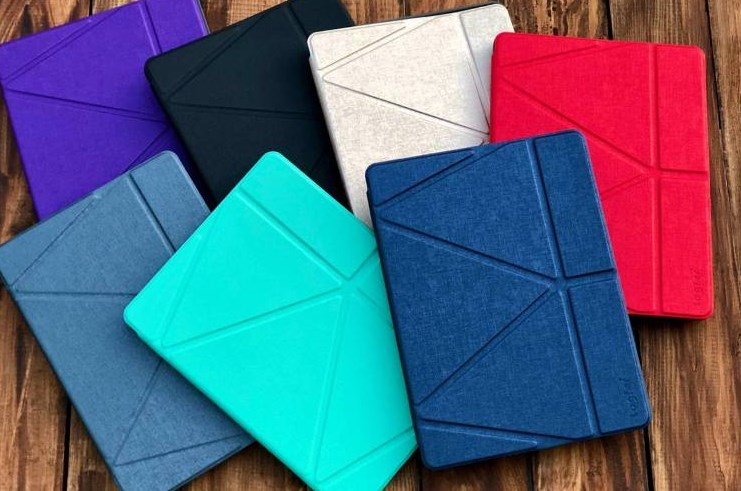 Фото 5. Треугольный Фиолетовый Чехол Logfer Smart Origami Leather Embossing для IPad