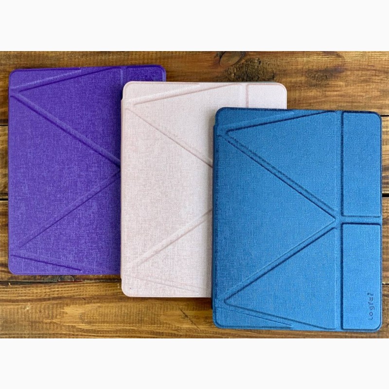 Фото 7. Треугольный Фиолетовый Чехол Logfer Smart Origami Leather Embossing для IPad