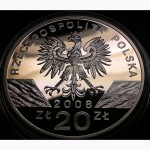 Польша 20 злотых 2008 сокол! серебро отличная