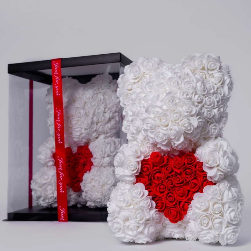Фото 3. Мишки из роз в коробке, 40 см+сердечко в подарок