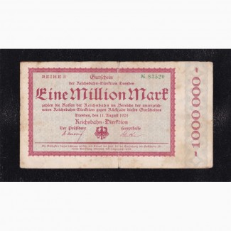 1 000 000 марок 1923г. Дрезден. В 83520. Германия