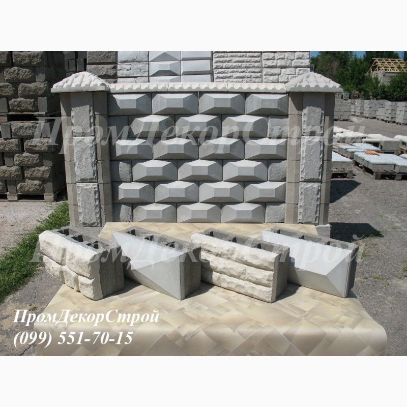 Фото 3. Декоративные элементы забора блоки столбы крышки Одесса
