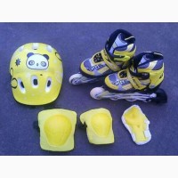 Ролики роликовые коньки с защитой и шлемом в комплекте безшумные качественные с 24 по 43