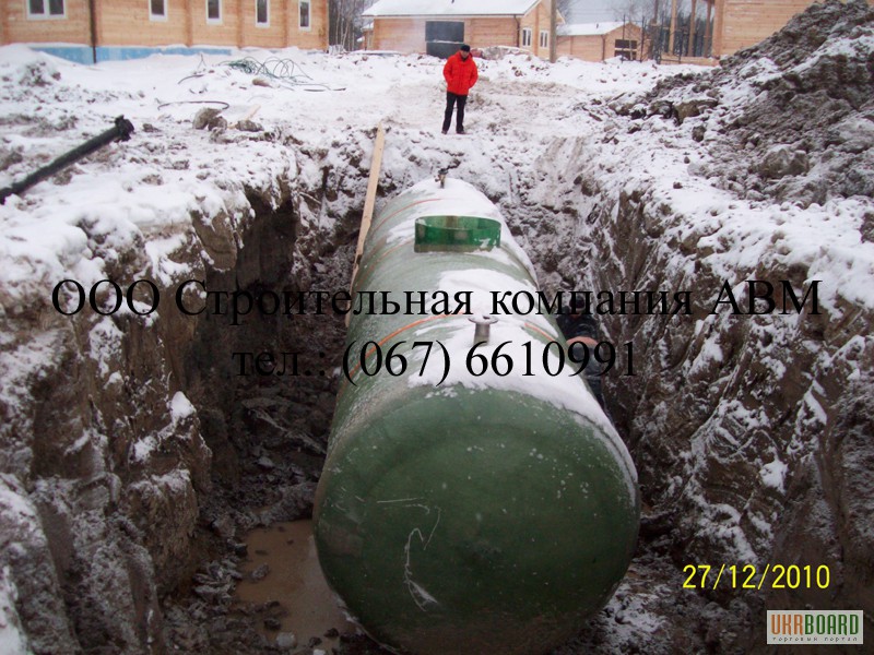 Фото 9. Устройство наружной канализации, монтаж септика из бетонных колец