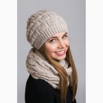 Комплект зимний Кубики вязанная шапка и шарф-петля