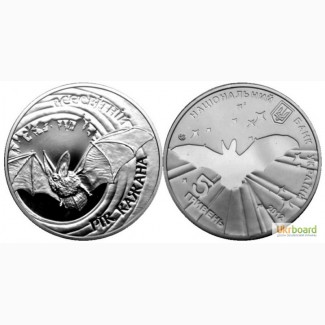 Монета 5 гривен 2012 Украина - Всемирный год летучей мыши
