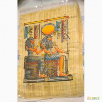 Продам картину на папирусе. Супруги бог Солнца Амон-Ра и богиня неба Мут (Египет, г. Каир)