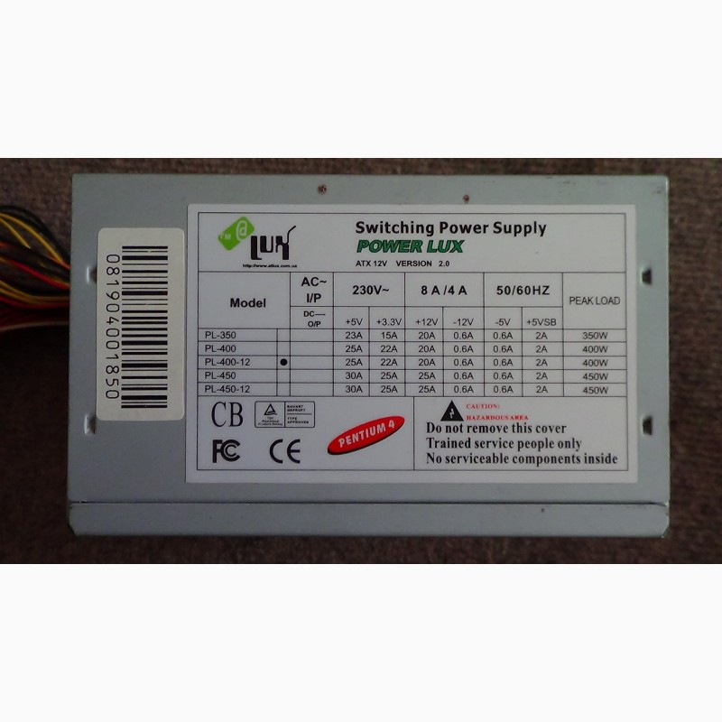 Фото 2. Продам блок питания Switching Power Supply 400W Power Lux ATX 12V v.2.0