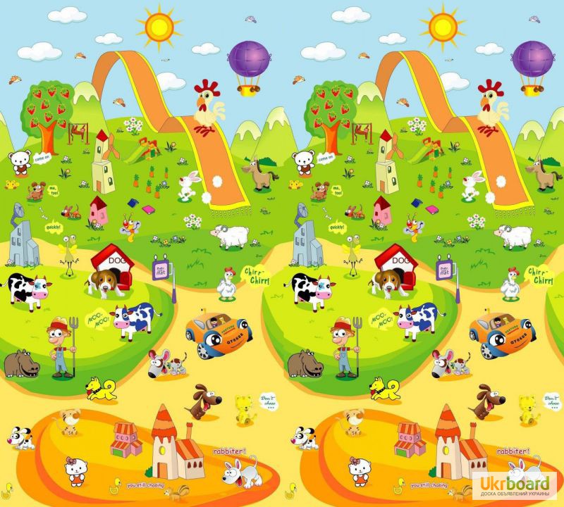 Двухсторонний детский игровой коврик BabyPol, бебипол