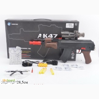 Автомат АК-47 с гелевыми пульками, очки аккум., глушитель кор. M47-5
