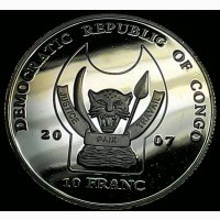 КОНГО 10 франков 2007 Proof