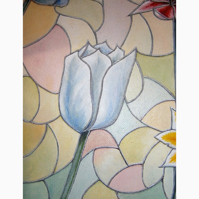 Фото 2. Интерьерная картина маслом на холсте Тюльпаны 30х50 см