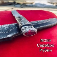 Нож Авторская Ручная Работа Рубин Серебро М390 62HRC 265мм !!!СУПЕР ЦЕНА