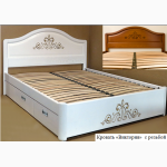 Деревянная двуспальная кровать с ящиками Вика