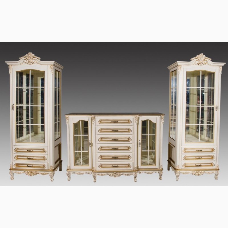 Фото 9. Белая угловая витрина Версаль Барокко стиль из дерева
