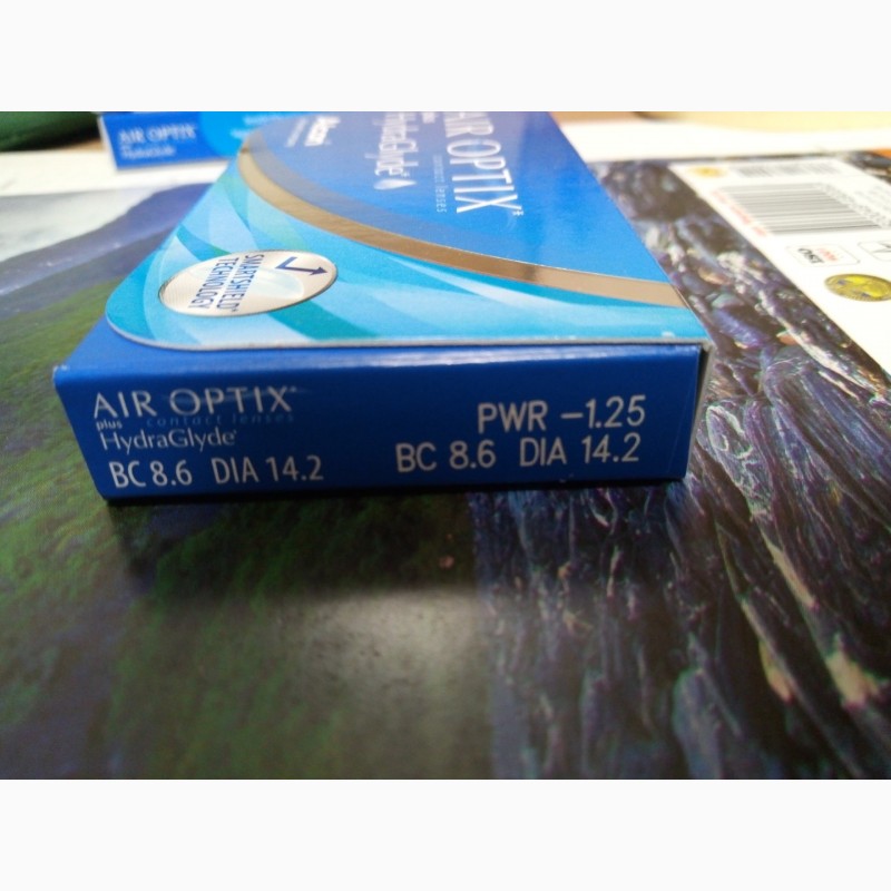 Месячные контактные линзы Air Optix plus HydraGlyde. Диоптрия -1.25