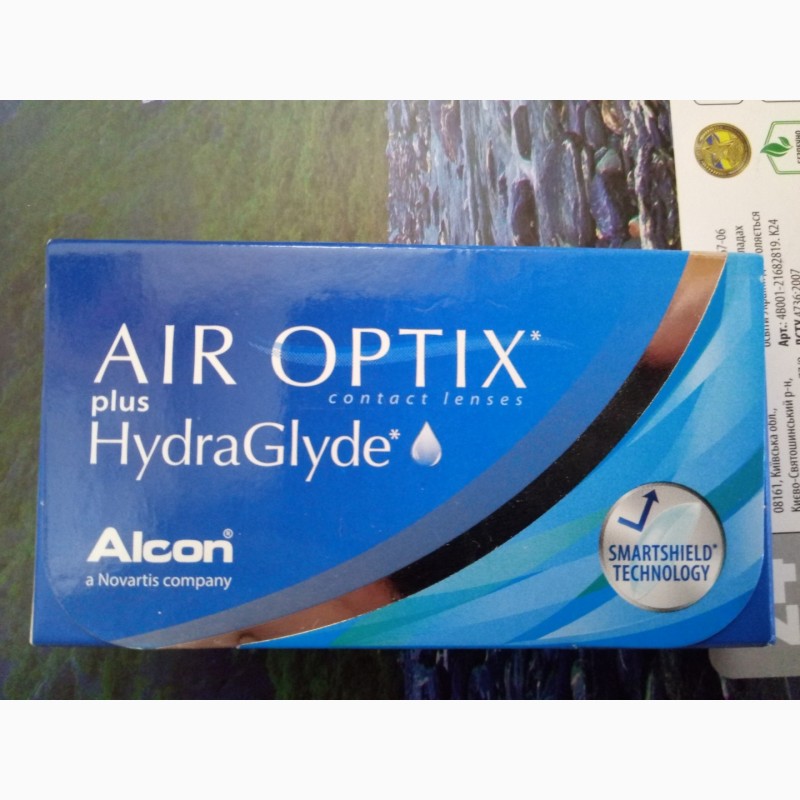 Фото 4. Месячные контактные линзы Air Optix plus HydraGlyde. Диоптрия -1.25