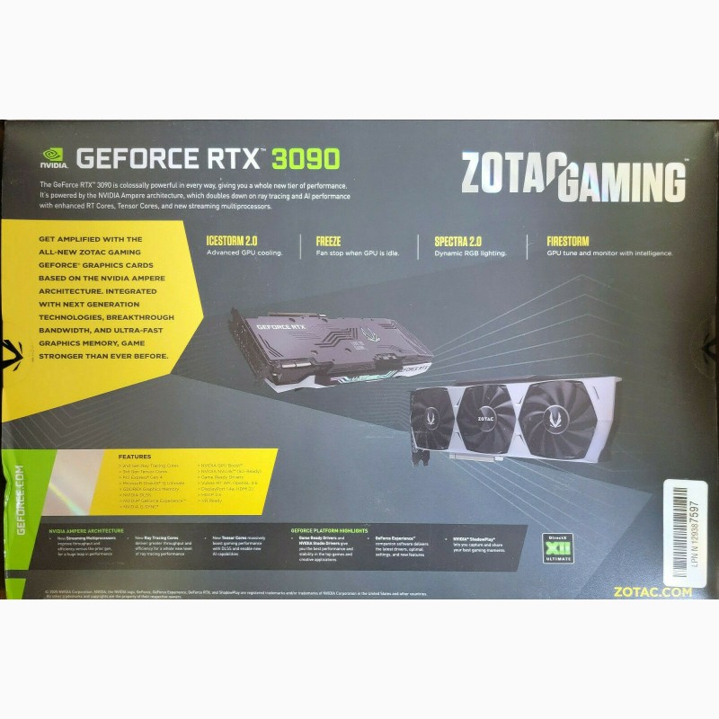 Фото 5. Графическая карта ZOTAC GAMING GeForce RTX 3090 Trinity OC 24 ГБ GDDR6X