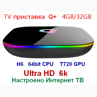 ТВ приставка Q PLUS 4Gb+32Gb UHD 6k настроено Интернет ТВ IPTV
