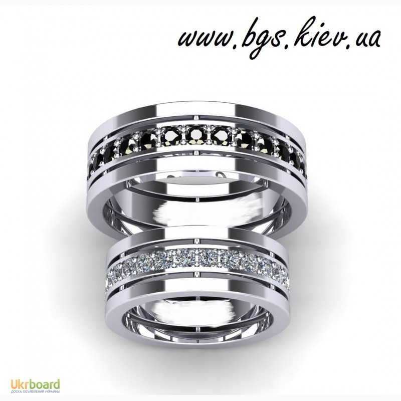 Фото 2. Обручальные кольца с черными и белыми бриллиантами