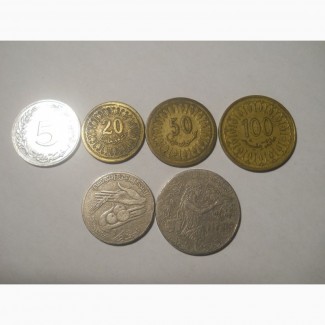 Монеты Туниса (6 штук)
