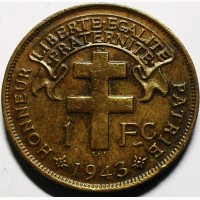 Мадагаскар 1 франк 1943 год СОСТОЯНИЕ