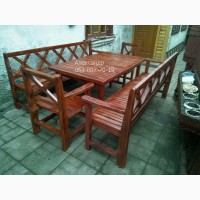 Деревянный, садовый комплект Прованс 1 (стол кресло лавка)