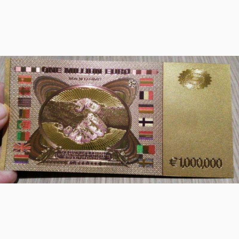 Фото 3. Сувенирная банкнота 1 миллион евро