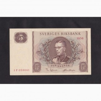 5 крон 1956г. IF 059841. Швеция. Отличная в коллекцию