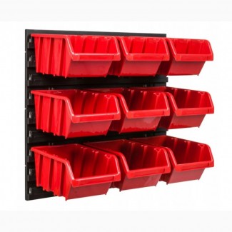 Панель с лотками для хранение болтов, саморезов, шайб, гаек 39, 0*39, 0 см, 9 контейнеров