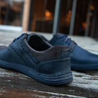 Шкіряні чоловічі туфлі синього кольору